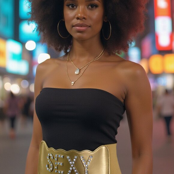 New Women Gold Elastic Waistband Wide Fashion Belt Silver SEXY Dressy Look S M - Picture 10 of 17